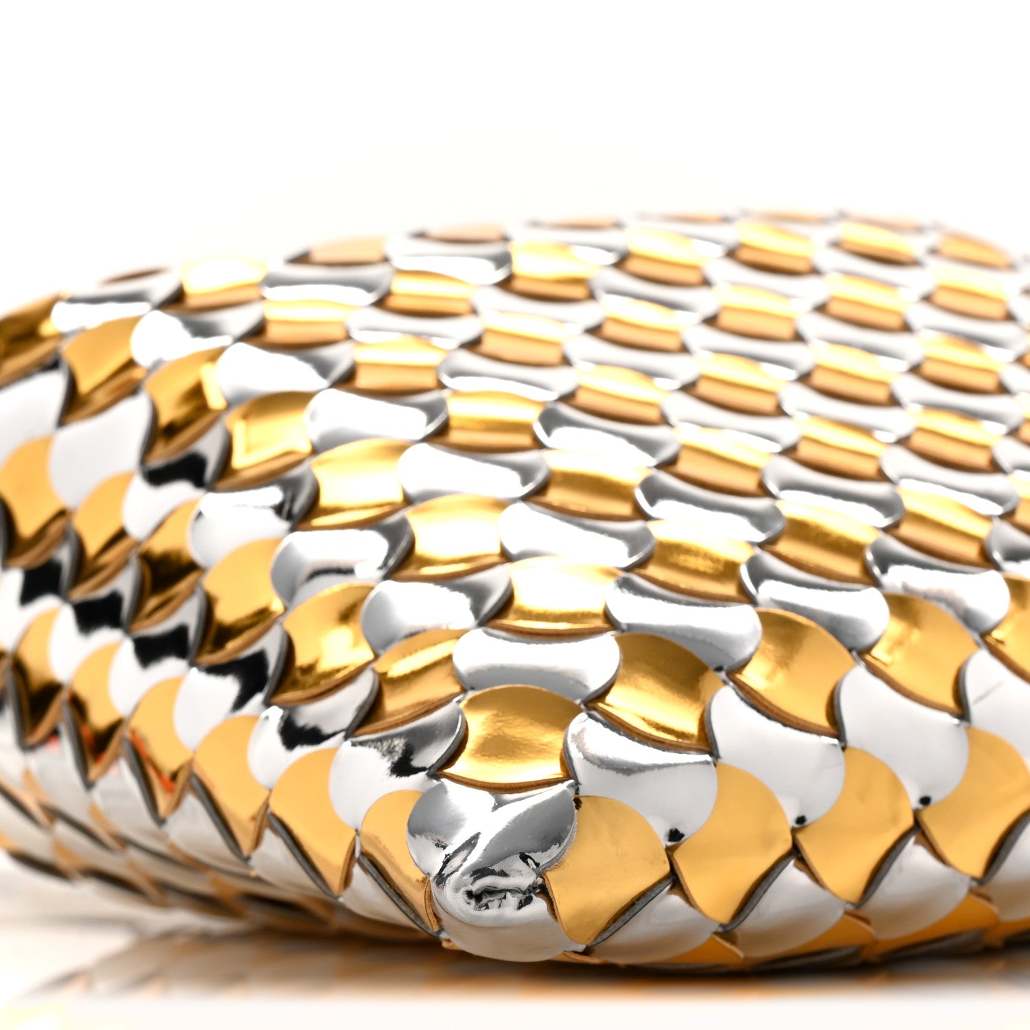 Metallic Lambskin Intrecciato Mini Hop Silver Gold