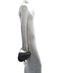 Grained Calfskin Mini Saddle Bag Black