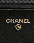 Lambskin Quilted CC Pearl Crush Wallet on Chain WOC Black