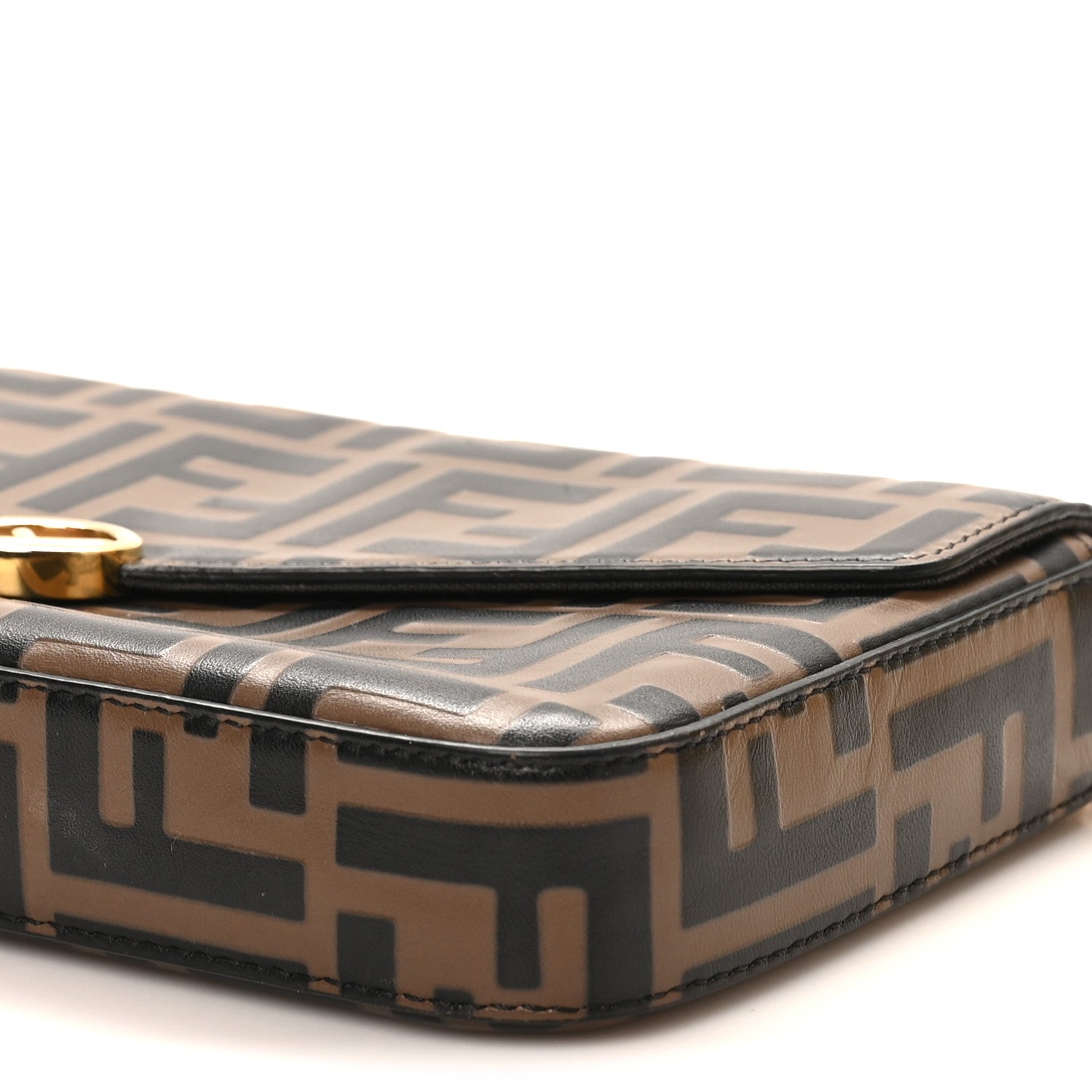 Vitello Soft F is FNDI Bi-Color FF 1974 Embossed Envelope Wallet On Chain with Pouches Maya Black