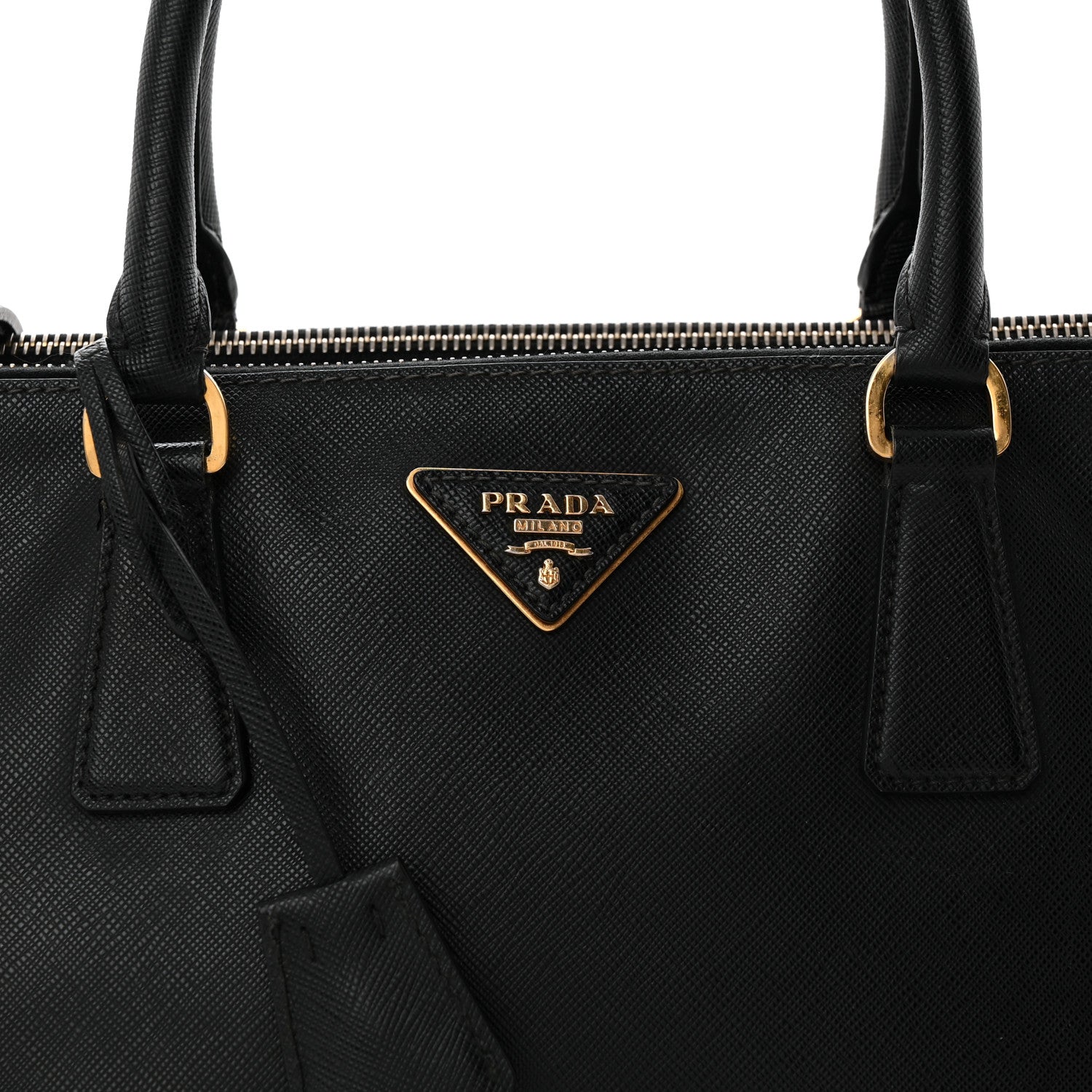 Saffiano Medium Galleria Double Zip Tote Black