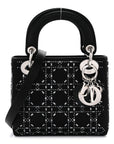 Satin Crystal Cannage Mini Lady D1OR Black
