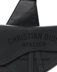 Calfskin Atelier Signature Print Mens Saddle Bag Grey