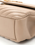 Sheepskin Matelasse Chevron Monogram Medium College Bag Dark Beige