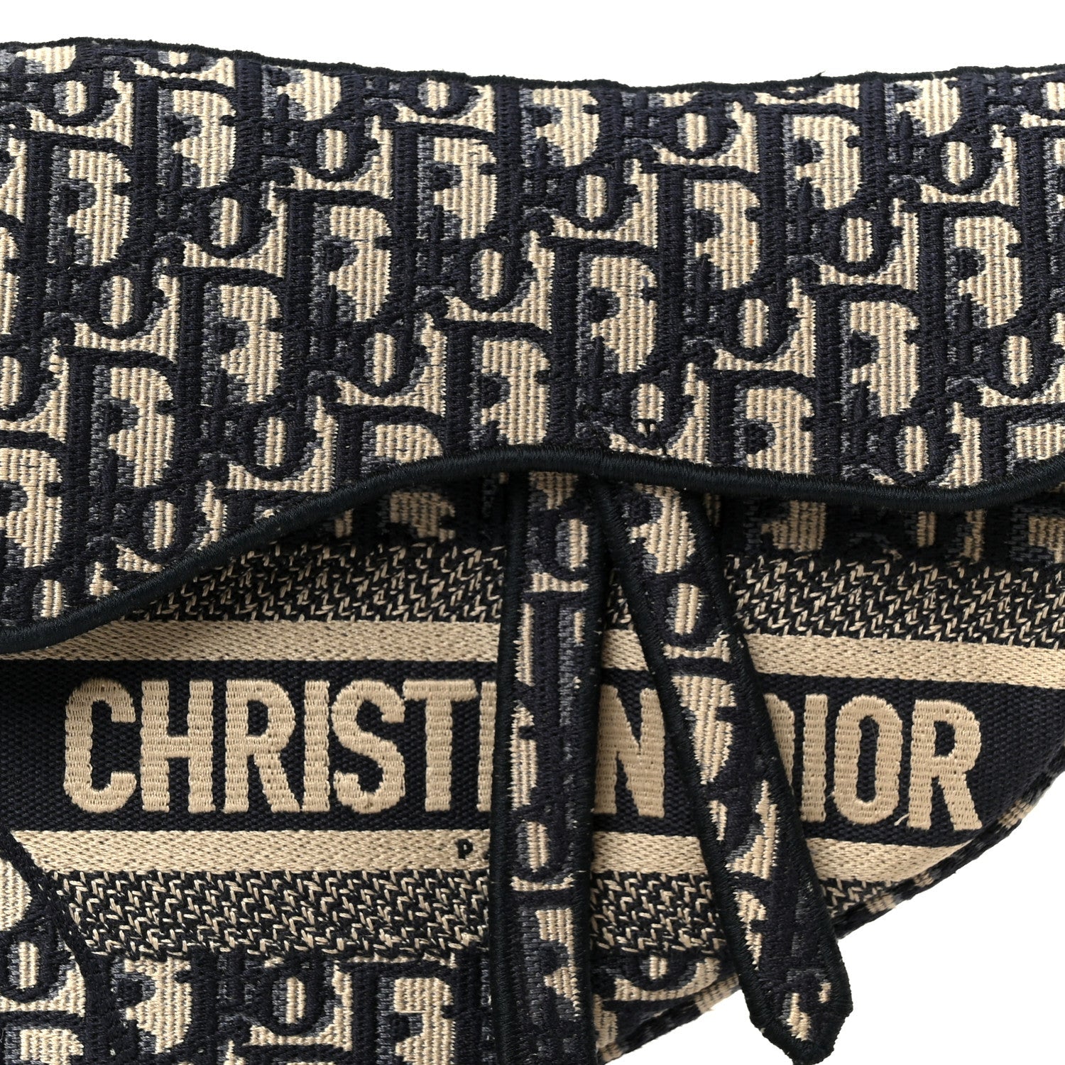 Oblique Embroidered Saddle Bag Blue