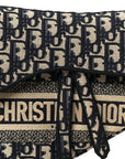 Oblique Embroidered Saddle Bag Blue