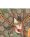 GG Supreme Monogram Tian Chain Wallet Beige Multicolor Red