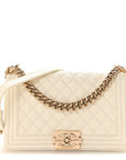 Caviar Quilted Medium Boy Flap White