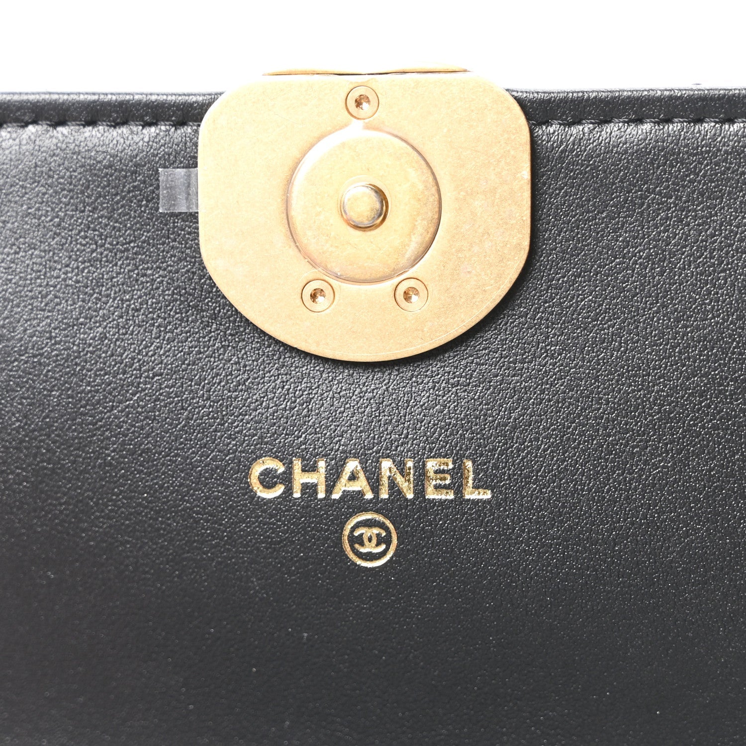 Lambskin Quilted CHNL 19 Chain Flap Wallet Black