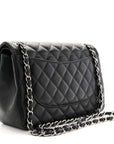 Lambskin Quilted Jumbo Double Flap Black