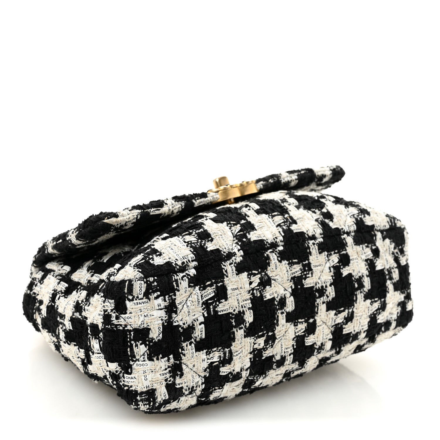 Tweed Quilted Medium CHNL 19 Flap Black Ecru White