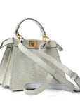 Stingray Shiny Nappa Petite Peekaboo I SEE U Satchel Pearl Grey