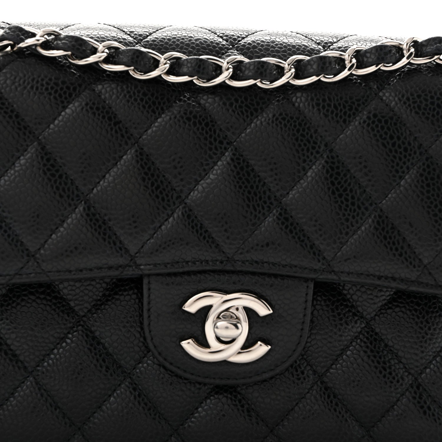 Caviar Quilted Small Double Flap Black