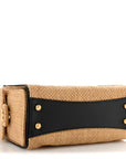 Braided Raffia Calfskin Quilted Mini CHNL 25 Handbag Beige Black