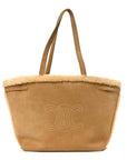 Suede Shearling Triomphe Medium Cabas Anais Natural