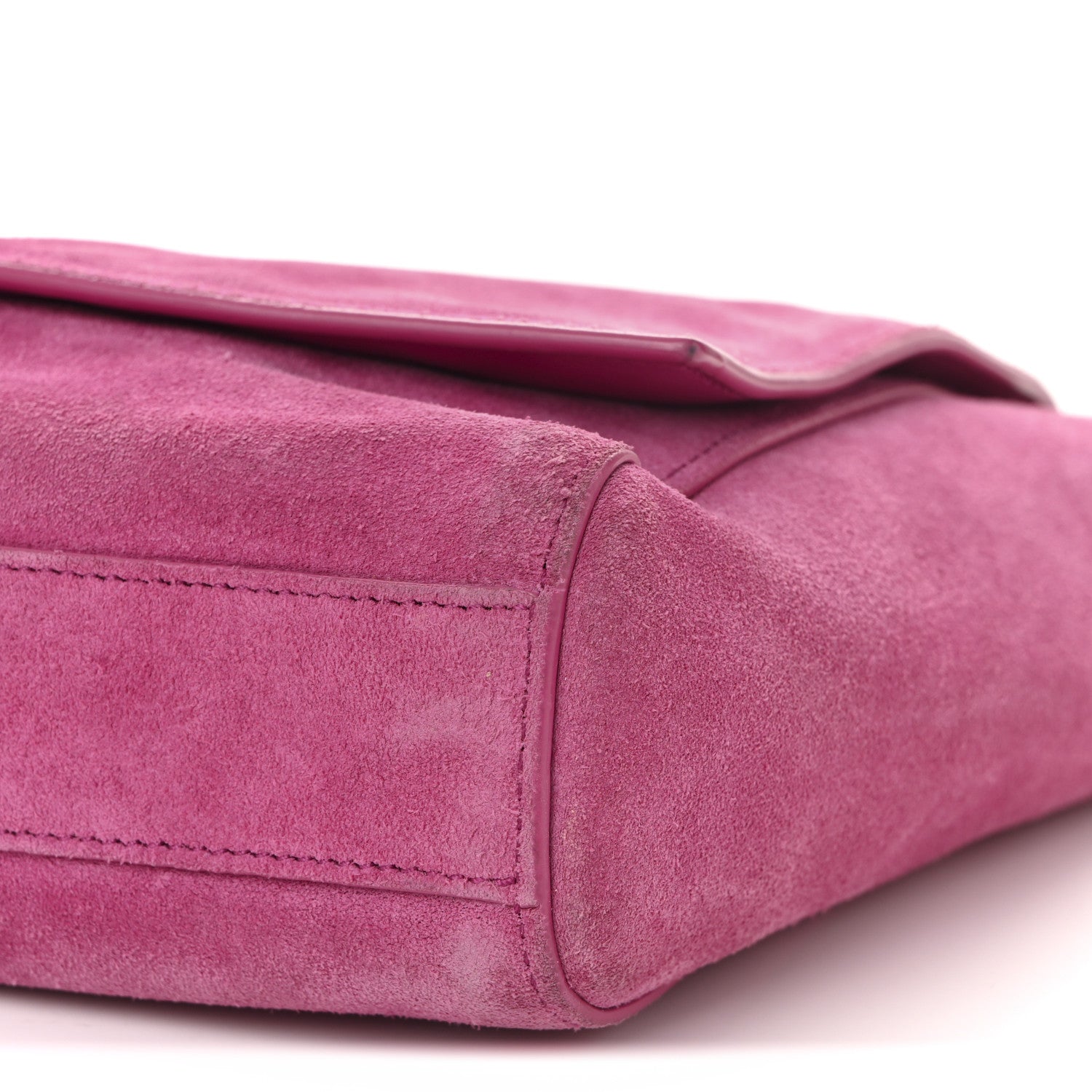Smooth Calfskin Suede Medium Reversible Monogram Kate Satchel Rose Rubis