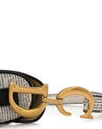 Calfskin Newspaper Printed Saddle Bag Black White
