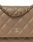 Caviar Quilted Wallet on Chain WOC Beige