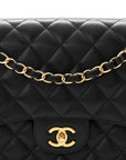 Caviar Quilted Jumbo Double Flap Black