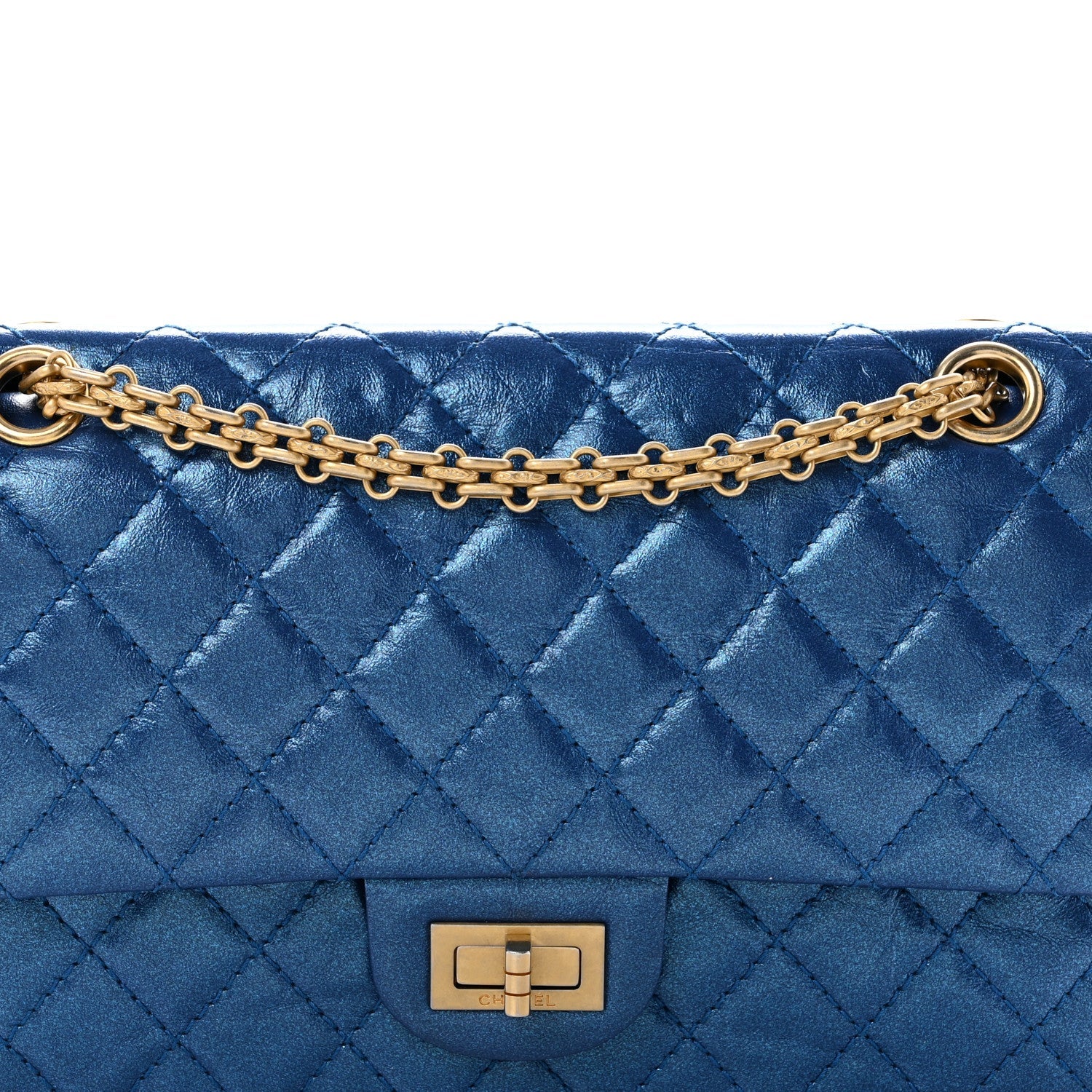Metallic Calfskin Quilted 2.55 Reissue 225 Flap Blue