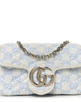 Sponge Boucle Matelasse Mini GG Marmont Shoulder Bag White Light Blue Grey
