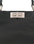 Cuoio Romano Selleria Bi-Color Medium Peekaboo Iconic Satchel Black Mou