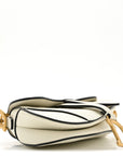 Grained Calfskin Mini Saddle Bag White