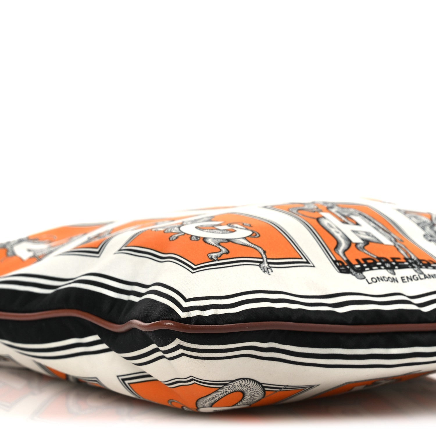 Satin Mythical Alphabet Drawstring Pouch Orange Black White
