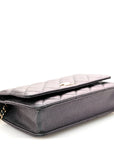 Iridescent Caviar Quilted Wallet On Chain WOC Green