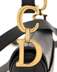 Grained Calfskin Mini Saddle Bag With Strap Black
