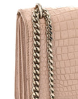 Calfskin Crocodile Embossed Medium Monogram Sunset Rose Antic