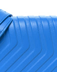 Grained Calfskin Embossed Car Flap Bag Petroleum Blue