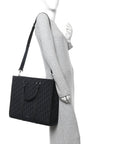 Oblique Grained Calfskin East West Tote Black