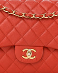 Pearly Caviar Quilted Jumbo Double Flap Orange