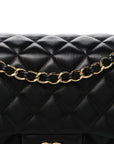 Lambskin Quilted Jumbo Double Flap Black