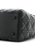 Ultra Matte Calfskin Cannage Medium Lady D1OR Black