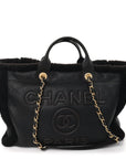 Lambskin Shearling Medium Deauville Tote Dark Brown