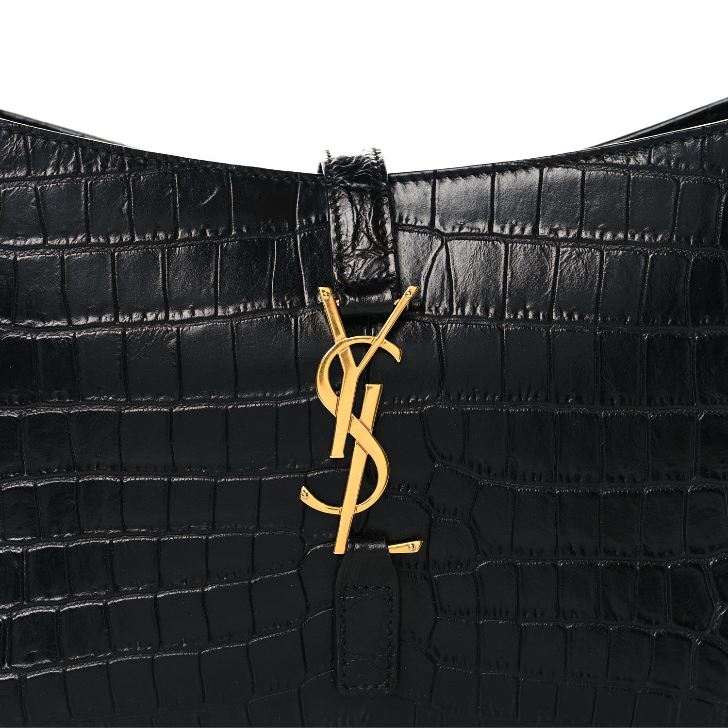 Calfskin Crocodile Embossed Le 5 A 7 Hobo Black