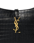 Calfskin Crocodile Embossed Le 5 A 7 Hobo Black