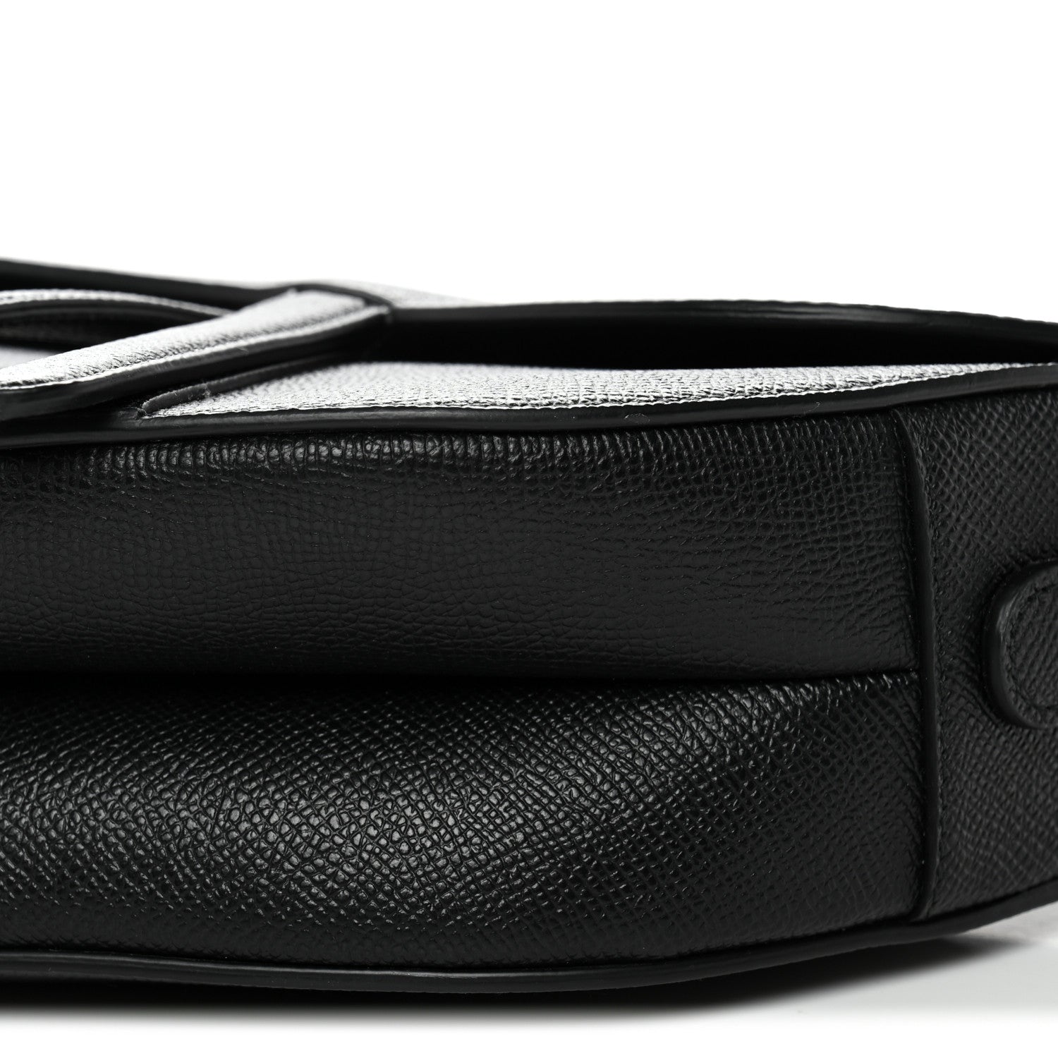 Grained Calfskin Saddle Bag With Strap Black