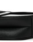 Grained Calfskin Saddle Bag With Strap Black