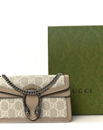 GG Supreme Monogram Textured Dollar Calfskin Super Mini Dionysus Shoulder Bag Beige Mystic White Oatmeal