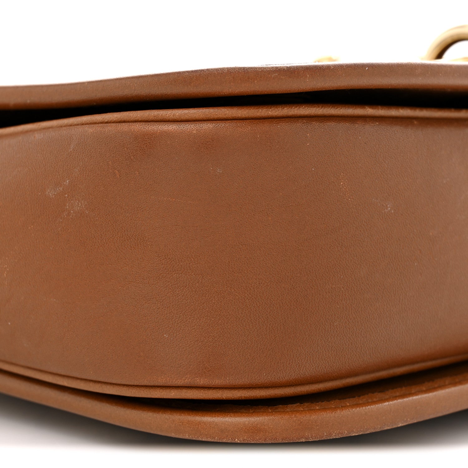 GG Supreme Monogram Textured Calfskin Emblem Mini Shoulder Bag Beige Dark Brown