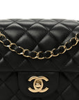 Lambskin Quilted Mini Rectangular Flap Black