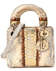 Snakeskin Mini Lady D1OR Beige Gold