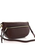 Shiny Lambskin Soft Triomphe Little Half Moon Bag Brick