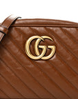 Glazed Calfskin Matelasse Diagonal Small GG Marmont Chain Shoulder Bag Cuir
