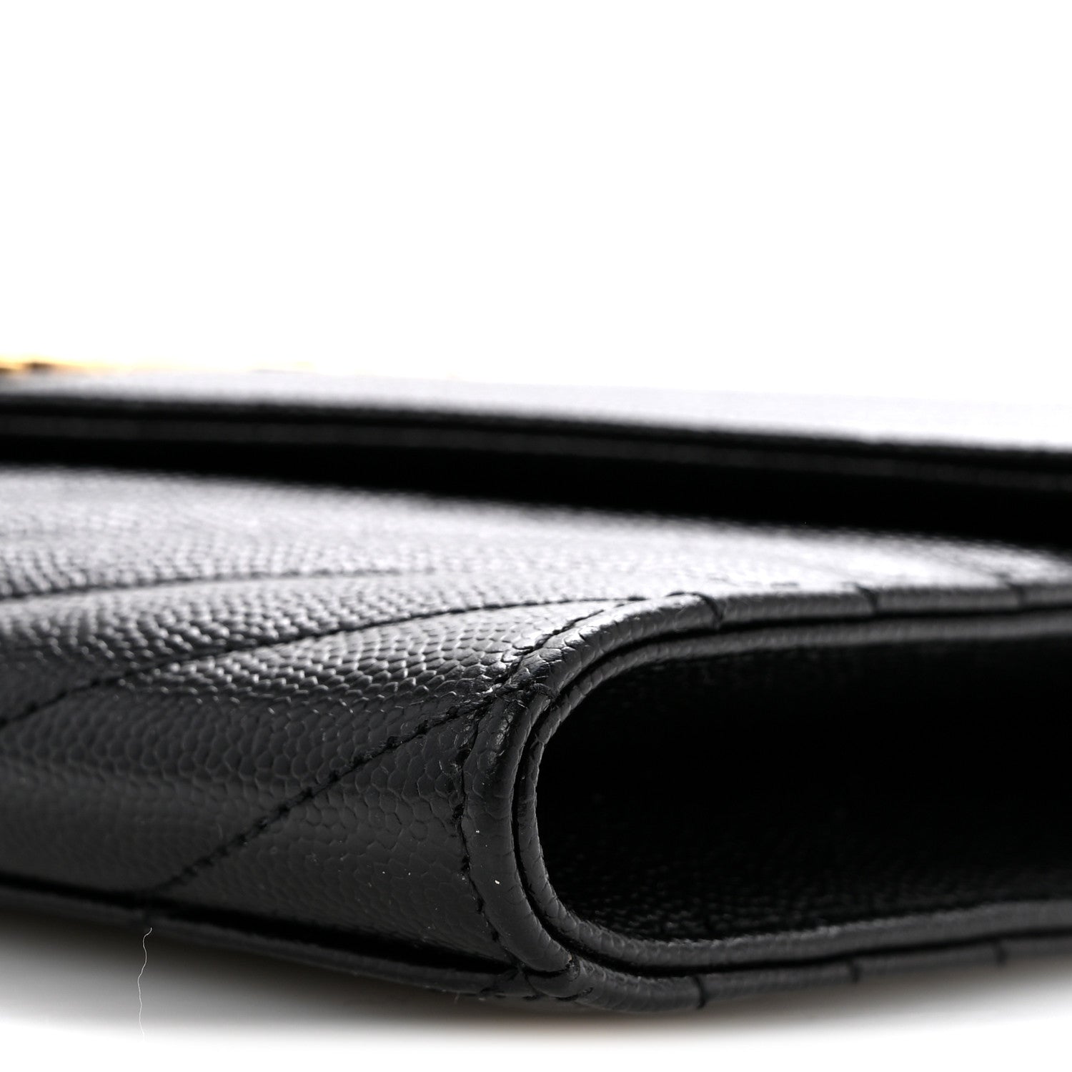 Grain De Poudre Matelasse Chevron Monogram Envelope Clutch Black