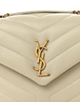 Calfskin Y Quilted Monogram Small Loulou Chain Satchel Blanc Vintage