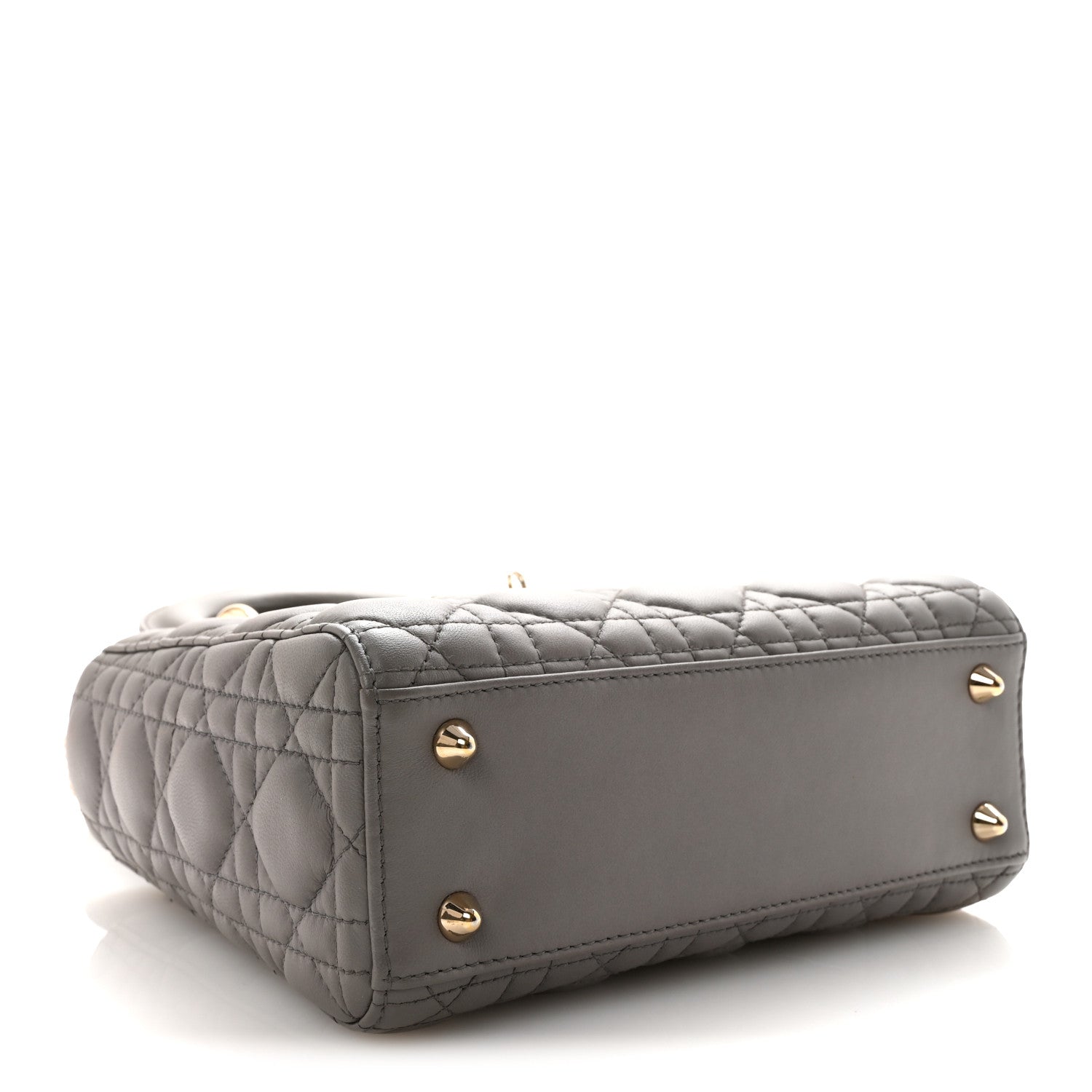 Lambskin Cannage Small Lucky Badges My Lady D1OR Grey